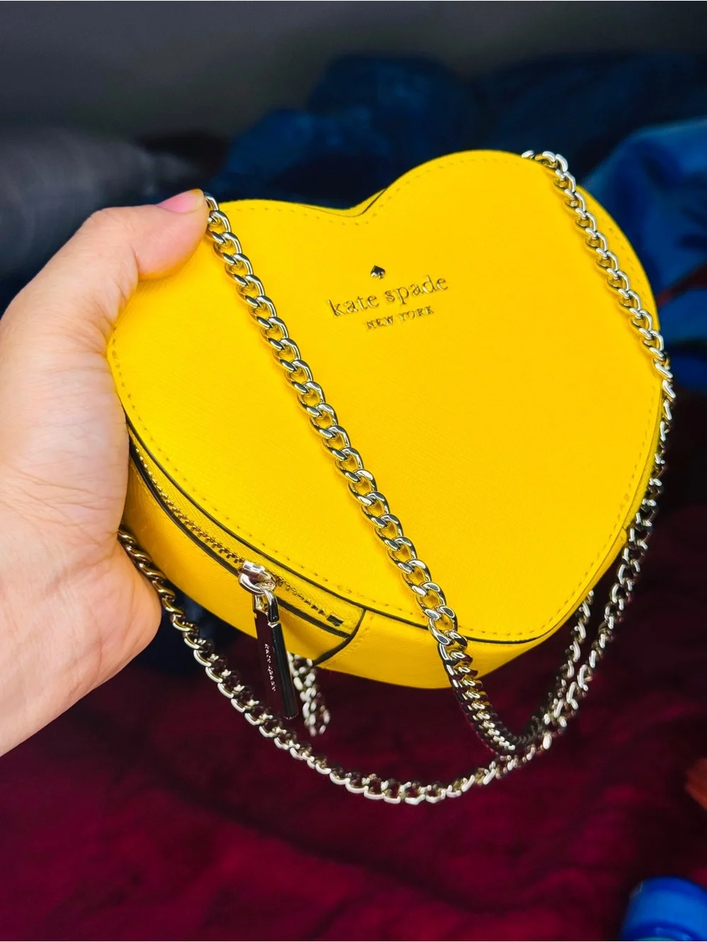kate spade Yellow Heart-Shaped Crossbody with Gold Chain